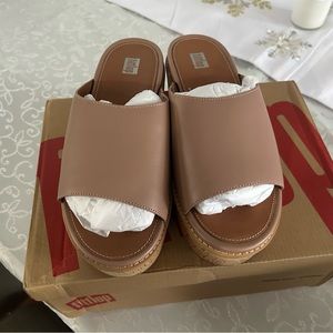 Fit flop, Eloise, cork, wedge, slip on sandals, size 8